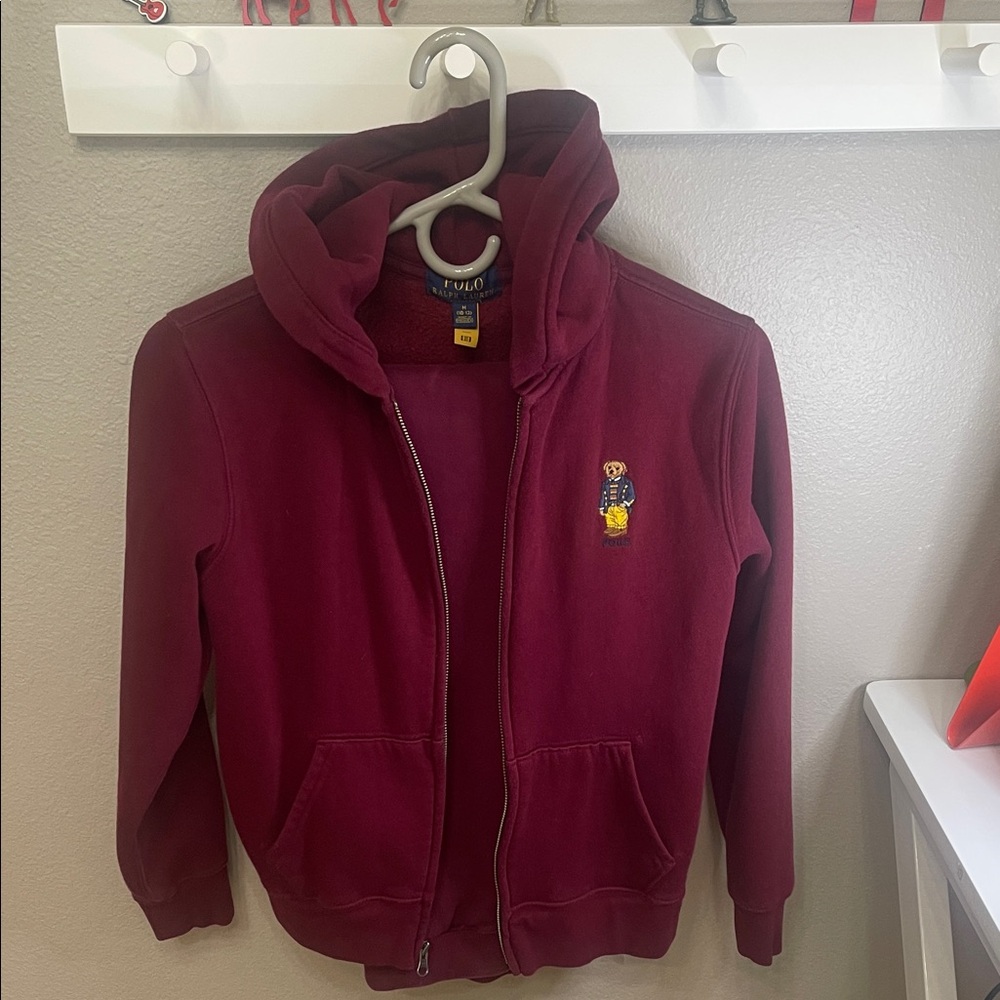 Polo by Ralph Lauren Maroon Hoodie and sweatpants with Bear Embroidery